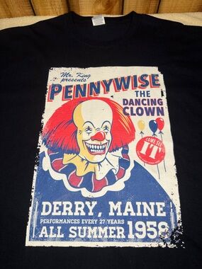 PENNYWISE STEPHEN KING Hanes Navy Graphic Tee 2XL Super Clean!!